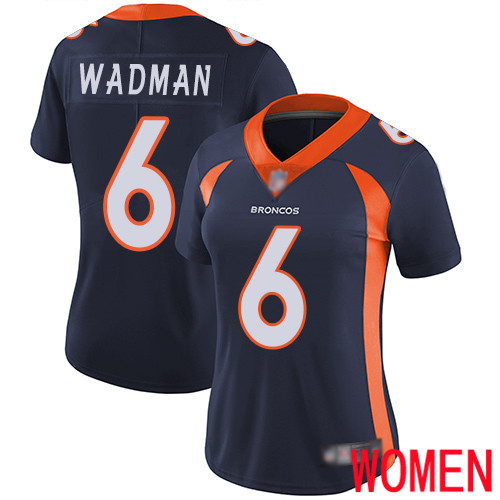 Women Denver Broncos 6 Colby Wadman Navy Blue Alternate Vapor Untouchable Limited Player Football NFL Jersey